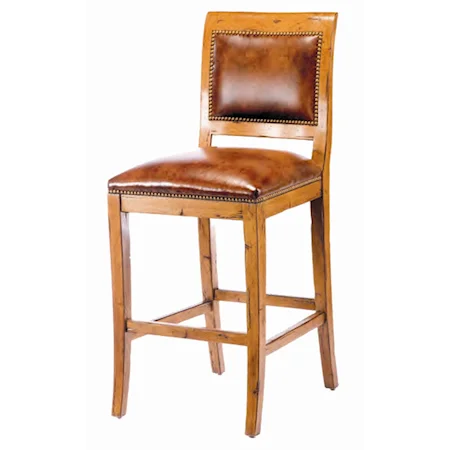 Country English 28" Barstool with Upholstered Seat